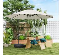 Outsunny Garden Cantilever Parasol With Cover Weighted Base Wind Strap Cream