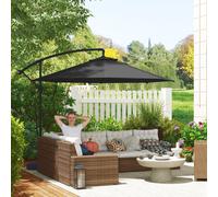 Outsunny Garden Cantilever Parasol with Cover Weighted Base Wind Strap Grey, Grey