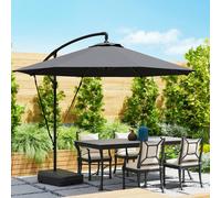 OUTSUNNY Garden Cantilever Parasol with Cover Weighted Base Wind Strap in Dark Grey Outsunny Dark Grey