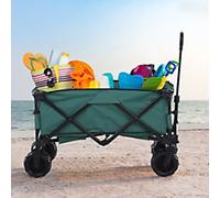 Outsunny Outdoor Pull Along Garden Trolley on Wheels Folding Beach Cart Black - Green
