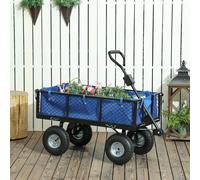 OUTSUNNY Garden Cart with Removable Liner, Quick-Release Sides, Blue Outsunny Blue