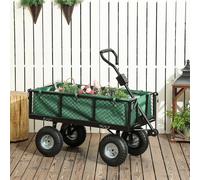 Outsunny Garden Cart with Removable Liner, Quick-Release Sides, Green