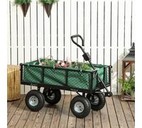 Outsunny Garden Cart With Removable Liner, Quick-Release Sides, Green