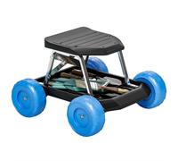 Outsunny Garden Cart with Wheels, Tool Tray for Weeding, Planting, Blue