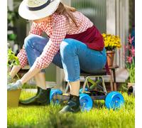 Outsunny Garden Cart w/ Wheels, Tool Tray for Weeding, Planting, Blue