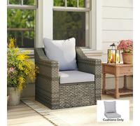 Outsunny Garden Chair Cushion Set with 1 Seat and 1 Back Pad, Beige - Light Grey - Polyester - 62L x 62W x 12Hcm