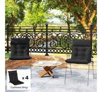 Outsunny Garden Chair Cushions Set of 4, Waterproof Seat Pads, Black, Black