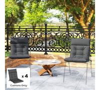Outsunny Garden Chair Cushions Set of 4, Waterproof Recliner Cushions with Ties, Non-Slip Replacement Rocking Chair Seat Pads for Indoor Outdoor, Patio, 112x53cm, Dark Grey