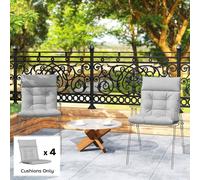 Outsunny Garden Chair Cushions Set of 4, Waterproof Recliner Cushions with Ties, Non-Slip Replacement Rocking Chair Seat Pads for Indoor Outdoor, Patio, 112x53cm, Light Grey