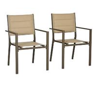 OutSunny Garden Chair Set Aluminium, Mesh Fabric Brown Outdoor