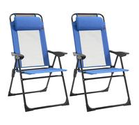 Outsunny Garden Chairs Set Of 2 Folding Camping Chair Recliners, Blue Blue