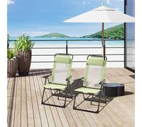 Outsunny Garden Chairs Set of 2 Folding Camping Chair Recliners, Green