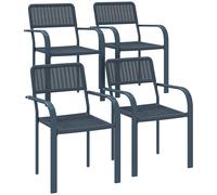 Outsunny Garden Chairs Set of 4, Stackable & Rattan Effect, Dark Grey