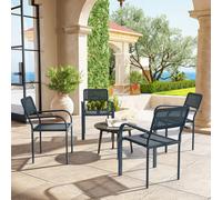Outsunny Garden Chairs Set of 4, Stackable & Rattan Effect, Grey, Grey