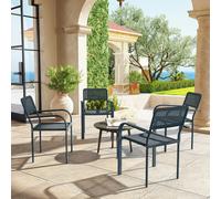 Outsunny Garden Chairs Set of 4, Stackable & Rattan Effect, Dark Grey
