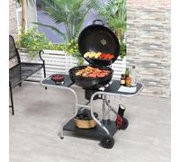 Outsunny Garden Charcoal Trolley Barbecue Gril lW/Wheels-Black