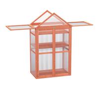 Outsunny Garden Cold Frame Polycarbonate Greenhouse with Adjustable Shelves, Double Doors, Openable Top Covers, Grow House for Flower Vegetable Plants, 80 x 47 x 138cm, Orange Orange