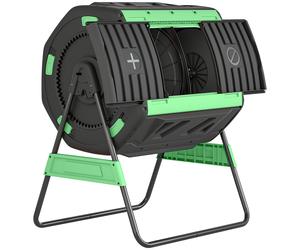 Outsunny Garden Compost Bin, 200L Dual Chamber Tumbling Composter with Adjustable Vents, BPA Free Compost Tumbler, Green