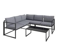 Outsunny Garden Corner Sofa Set with Tempered Glass Tabletop L Shaped Garden Furniture with UV-protected fabric - Grey Aossom UK