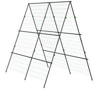 Outsunny Garden Cucumber Trellis for Climbing Plants, A-Frame Trellis Plant Support with Climbing Net, DIY Adjustable Cucumber Support Frame for Raised Bed, Vegetables, Flowers, Fruit, Green