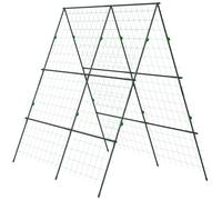 Outsunny Garden Cucumber Trellis for Climbing Plants, A-Frame Trellis Plant Support with Climbing Net, DIY Adjustable Cucumber Support Frame for Raised Bed, Vegetables, Flowers, Fruit, Green