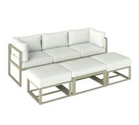 Outsunny Garden Daybed, 6 Piece Outdoor Sectional Sofa Set, Aluminium Patio Conversation Furniture Set with Coffee Table