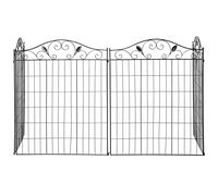 Outsunny Garden Decorative Fence 4 Panels 44in x 12ft Metal Wire Landscape Border Edging, Black