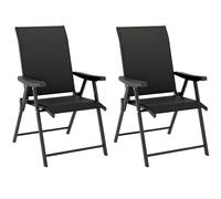 Outsunny 2PCS Folding Chair w/ Breathable Mesh Fabric Seat, Black - Steel, Breathable Mesh Fabric - 56W x 73D x 97H cm - Dark Black