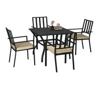 Outsunny Garden Dining Set: 4 Stackable Chairs, Metal Table. High-Quality, Styli