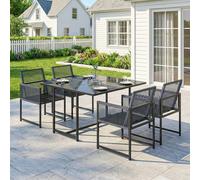 Outsunny Garden Dining Set, Outdoor Table and Chairs with Foldable Backrest