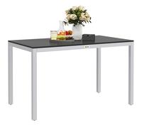 Outsunny Garden Dining Table for 4-6, 120 x 70 cm Outdoor Patio Table with Rust-Resistant Aluminium Frame, Easy Maintenance Slatted Top for Patio, Terrace, Balcony, Black Black