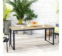 Outsunny Garden Dining Table for 6 People with Slatted Table Top Metal Frame