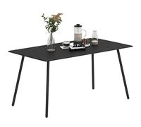OUTSUNNY Garden Table for 6 Person with Slat Top, Steel Frame, Black Outsunny Black