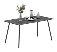 Outsunny Garden Table for 6 Person with Slat Top, Steel Frame, Grey, Grey