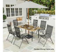 Outsunny Garden Dining Table for 6 Person with Parasol Hole, Brown