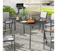 Outsunny Garden Dining Table for 6 Person with Slat Top, Steel Frame, Grey