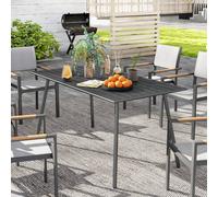 Outsunny Garden Dining Table for 6 Person with Slat Top, Steel Frame, Grey