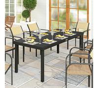 Outsunny Garden Dining Table for 8, Aluminium Frame for Patio, Black