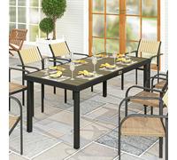 OUTSUNNY Garden Dining Table for 8, Aluminium Frame for Patio, Brown Outsunny Brown