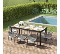 Outsunny Garden Dining Table for 8, Aluminium Frame for Patio, Natural