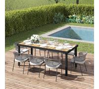OUTSUNNY Garden Dining Table for 8, Aluminium Frame for Patio, Natural Outsunny Natural