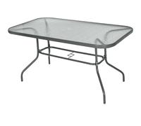Outsunny Metal Garden Dining Table Outdoor Patio w/ Glass, Umbrella Hole