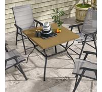 Outsunny Garden Dining Table w/ Umbrella Hole, Dining Table for 4, Brown