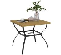 Outsunny Garden Dining Table w/ Umbrella Hole, Dining Table for 4, Brown