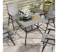 Outsunny Garden Dining Table w/ Umbrella Hole, Dining Table for 4, Grey - Grey - Steel - 80cm x 80cm x 74cm