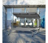 Outsunny Garden Double Hammock Sun Lounger Day Bed Canopy 2 Pillows w/ Stand New - Grey - Metal, polyester - 200cm x 175cm x 134cm