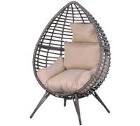 Outsunny Wicker Teardrop Chair w/ Cushion Rattan Lounger