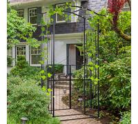 Outsunny Garden Outdoor Entrance Arch with Door Outdoor Patio Decoration for Rose Trellis Arbour Climbing Plant 131L x 49W x 200Hcm