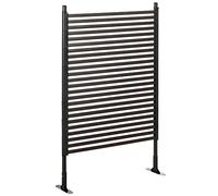 Outsunny Garden Fence with 2 Standing Ways for Hard & Soft Ground, Decorative Outdoor Divider, Metal Animal Barrier Fence for Garden Patio, Brown