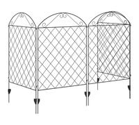Outsunny Garden Fencing Panels, 56In X 11.5Ft Flower Bed Border Edging Animal Barrier In Black Black